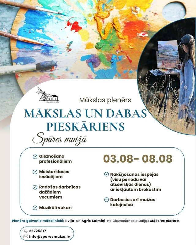 Mākslas plenērs “Mākslas un dabas pieskāriens” Spāres muižā jau pavisam drīz!